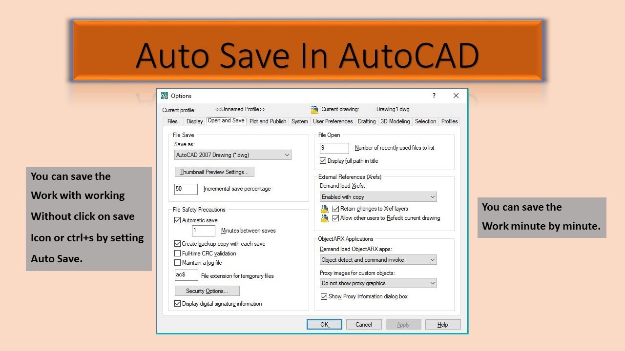 How To Auto Saved In AutoCAD || Auto Save File In AutoCAD || Enable ...