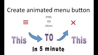 Animated Menu Button | nav button line to Cross animation using HTML, CSS, JQuery