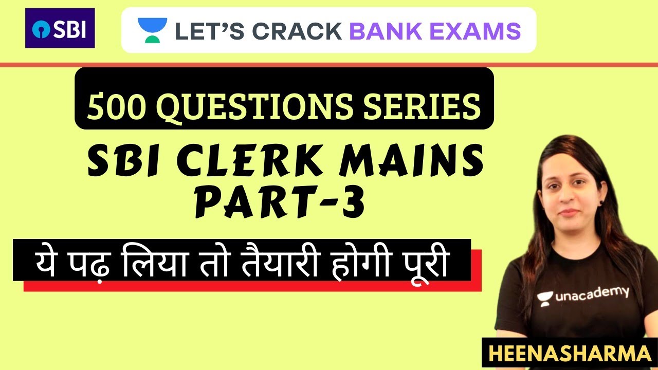 500 Question Series Part-3 | Target SBI Clerk Mains | Heena Sharma ...