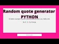 Random quote generator PYTHON | Tkinter Python