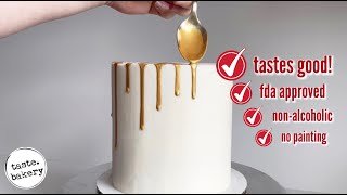 How to Make METALLIC GOLD DRIP for your CAKE (without painting) *NEW SECRET RECI