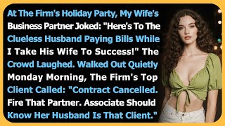 At The Firm's Holiday Party, My Wife's Business Partner Joked: "Here's To The Clueless...