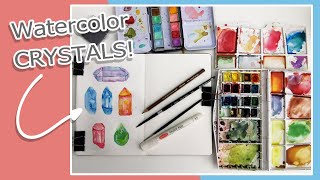 Painting Crystals With Watercolor | Studio Vlog!