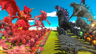 Team SHIN GODZILLA x GODZILLA 2014 VS Team Red Destoroyah x Colossal Titan - Animal Battle Simulator