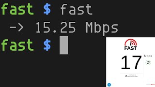 fast, fast.com (Netflix, download speed test) in terminal