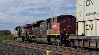 CN ES44AC 3899 w/ Rare SD70ACe Leads Double Stack Train 107