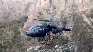 #Helikopter pilotunun kayalıklardaki Mehmetçiği tek tekerle tahliyesi nefes kesti