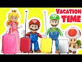 The Super Mario Bros Movie Dolls Packs Suitcase for Vacation with Peach, Luigi, and Bowser