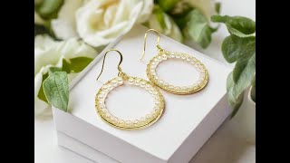 Lovely Gold and White Pearl Hoop Earrings-by Artistry Jewelry