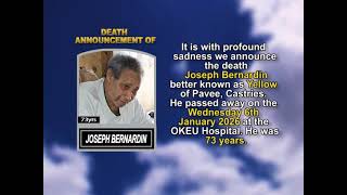 Joseph Bernardin ~ Short Obituary