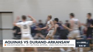 Aquinas boys basketball takes down Durand-Arkansaw, moves on to sectional final