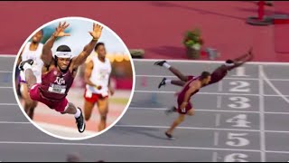 USA Athlete Does Incredible 'Superman Dive' To Win Gold In 400m Hurdles