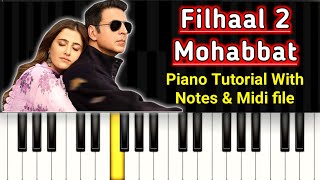 Filhaal 2 Piano Tutorial | Filhaal 2 Piano Notes | Gujju Piano | Akshay Kumar | BPraak | Jaani |