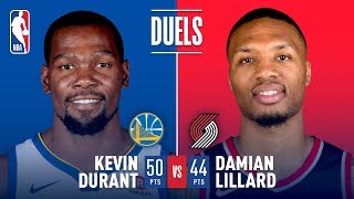 Kevin Durant (50 Pts) and Damian Lillard (44 Pts) Duel in Portland | February 14, 2018