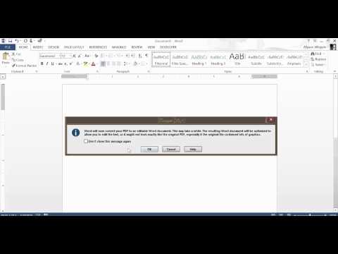 Importing a PDF in Microsoft Word 2013 Importing a PDF in Microsoft Word 2013