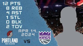 Taze Moore player Full Highlights vs KINGS NBA Regular season game 14-04-2024