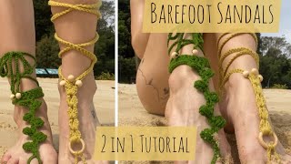 Crochet Barefoot Sandals | 2 in 1 Tutorial ~ Beginner Friendly | Fairy Shoes