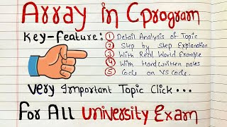 Arrays in C | C Programming Tutorial | With Handwritten Notes | Code Hacker
