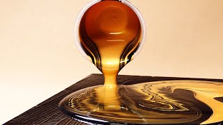 Golden Tiger pour | Fluid art Painting only with Black, Gold and Water