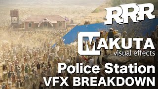 RRR - Ram Charan Police Station Fight | VFX Breakdown | Makuta Visual Effects