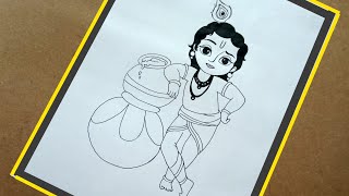 Janmashtami Special/ Krishna Painting Step by Step for Beginners / how to draw Krishna