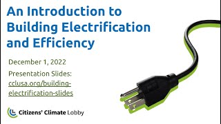 CCL Training: An Introduction to Building Electrification and Efficiency