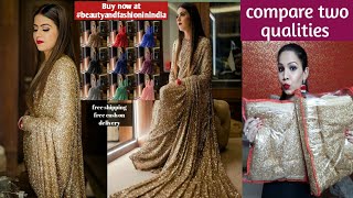 Wedding special / golden sequence heavy saree review / online saree haul / online shopping review