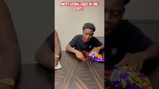 RED vs BLUE TAKIS Challenge! (who can eat the most Takis in one BitE ?) #funny #viral #youtubeshorts