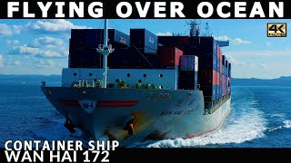 Fast Moving Feeder Container Ship in motion | WAN HAI 172 | Flying Over Ocean | DJI Mavic 2 Pro