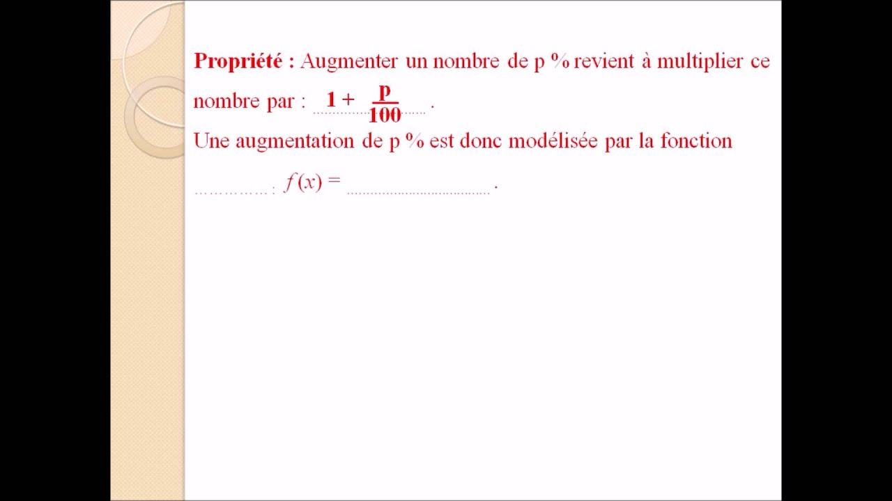 Troisième Les Fonctions Linéaires évolution En Pourcentage - YouTube