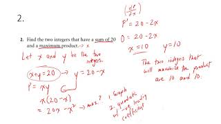 MCV4U - 3.6 - Optimization Problems