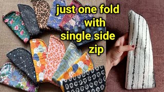 pouch cutting and stitching|easy pouch|fabric craft|#diy pouch|✏️ pencil pouch |just one fold pouch