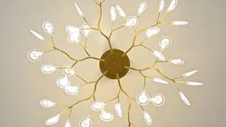 Interior decoration light modern  linear chandelier light sputnik ceiling light with fan