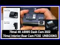 🚗📹70mai 4K A800S Dash Cam 2022 + 70mai Interior/Rear Cam RC06 UNBOXING