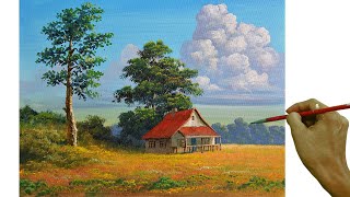 Acrylic Landscape Painting in Time-lapse / House in the Meadow / JMLisondra