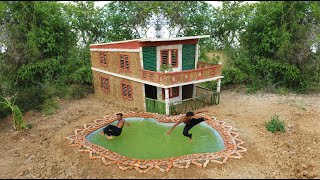 Building The Most Beautiful Two Story Villa House And Underground Swimming Pool For Summer (full)