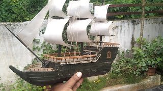 How to make miniature diy pirate ship using cardboard| Diy