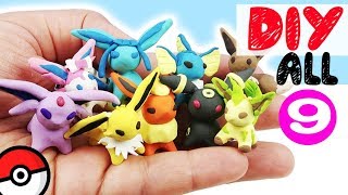 HOW TO MAKE ALL 9 EEVEELUTIONS POKEMON DIY craft polymer clay tutorial miniature