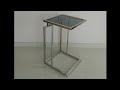 Stainless Steel Side Table with Glass Top...