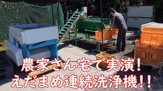 えだまめ連続洗浄機（MERS-500型）の実演動画