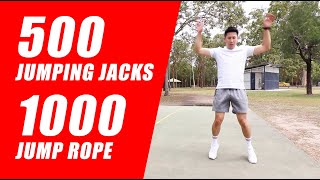 How to burn 200 calories. 1000 Jump rope \u0026 500 Jumping Jacks - Workout with me?