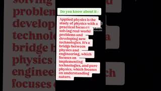 what is applied physic #motivation #class11th #education #shorts