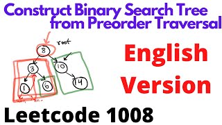Construct Binary Search Tree from Preorder Traversal | leetcode 1008 | English
