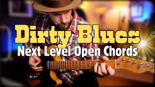 Open Chord Tricks! Dirty Blues in A minor. Fills \u0026 Licks to level up your guitar playing! Lesson