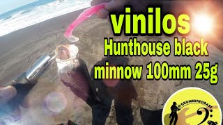 Pesca de Corvina, Vinilos Hunthouse black minnow 100mm 25g [ Corvinas En Lomas ]