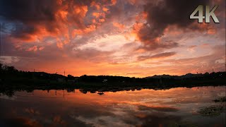 구름 타임랩스 4K Timelapse with Sunsets, Clouds, pond