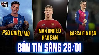 BẢN TIN 28/1: MAN UNITED RAO BÁN RASMUS HOJLUND, PSG CHIÊU MỘ RODRYGO, BARCA GIA HẠN VỚI GAVI