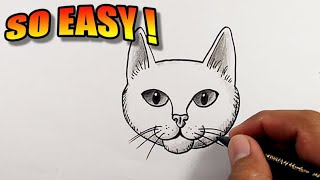 How to draw a cat face easy step by step | Easy Drawings | Cat Face Drawing