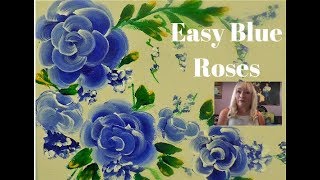 How to Paint Easy BLUE ROSES  Acrylic Painting for Beginners Step by Step