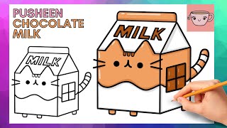 How To Draw Pusheen Cat - Chocolate Milk Carton | Cute Easy Step By Step Drawing Tutorial